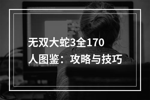 无双大蛇3全170人图鉴：攻略与技巧