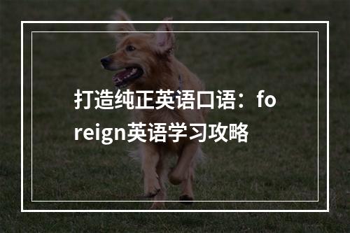 打造纯正英语口语：foreign英语学习攻略