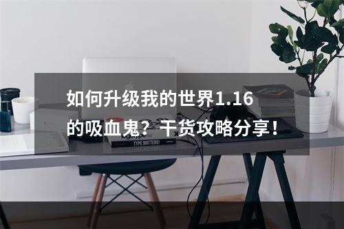 如何升级我的世界1.16的吸血鬼？干货攻略分享！