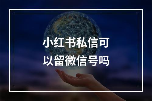 小红书私信可以留微信号吗