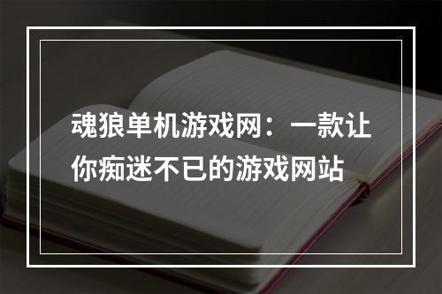 魂狼单机游戏网：一款让你痴迷不已的游戏网站