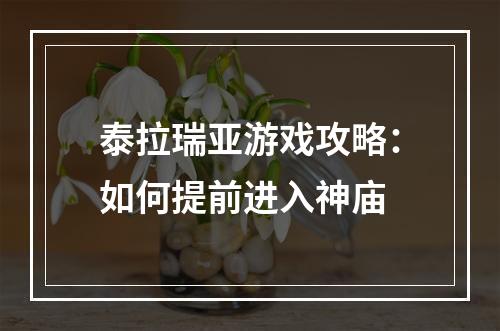 泰拉瑞亚游戏攻略：如何提前进入神庙