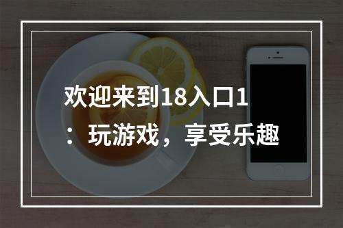 欢迎来到18入口1：玩游戏，享受乐趣