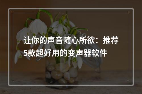 让你的声音随心所欲：推荐5款超好用的变声器软件