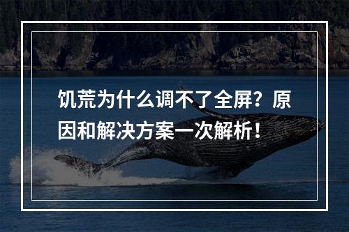 饥荒为什么调不了全屏？原因和解决方案一次解析！