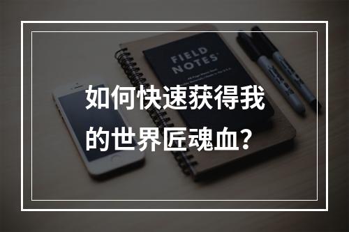 如何快速获得我的世界匠魂血？