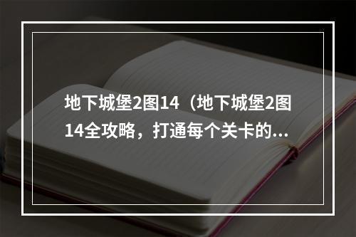 地下城堡2图14（地下城堡2图14全攻略，打通每个关卡的方法和技巧都在这里！）