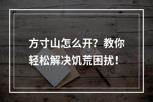 方寸山怎么开？教你轻松解决饥荒困扰！