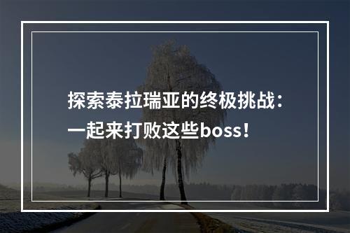 探索泰拉瑞亚的终极挑战：一起来打败这些boss！