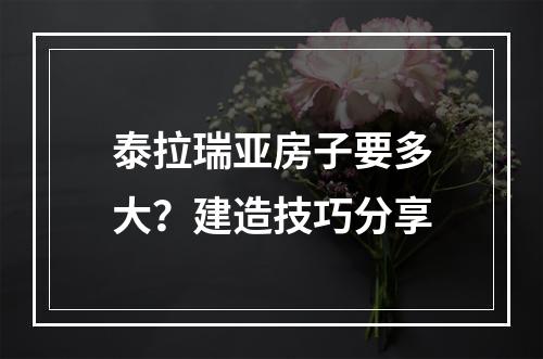 泰拉瑞亚房子要多大？建造技巧分享