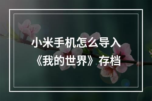 小米手机怎么导入《我的世界》存档