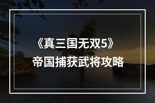 《真三国无双5》帝国捕获武将攻略