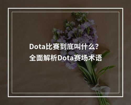 Dota比赛到底叫什么？全面解析Dota赛场术语