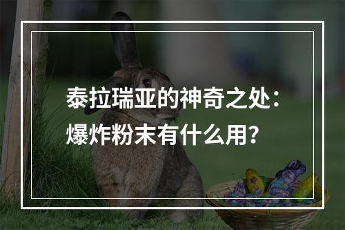 泰拉瑞亚的神奇之处：爆炸粉末有什么用？