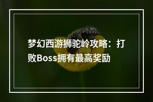 梦幻西游狮驼岭攻略：打败Boss拥有最高奖励