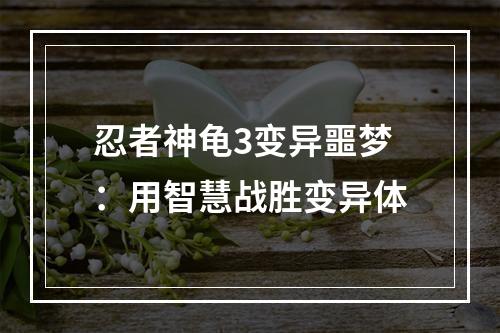 忍者神龟3变异噩梦：用智慧战胜变异体