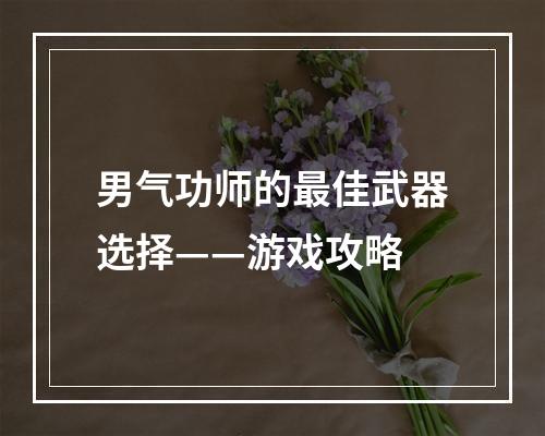 男气功师的最佳武器选择——游戏攻略