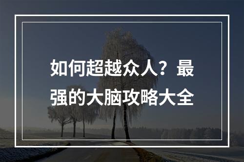 如何超越众人？最强的大脑攻略大全