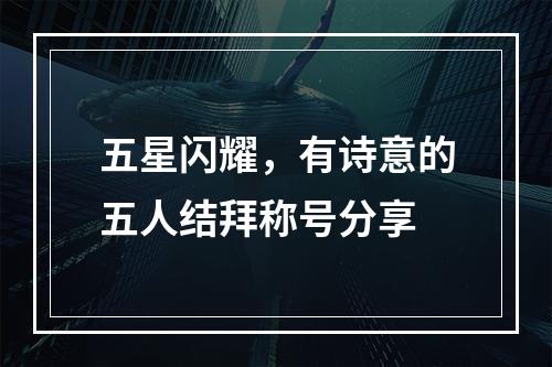 五星闪耀，有诗意的五人结拜称号分享