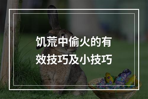 饥荒中偷火的有效技巧及小技巧