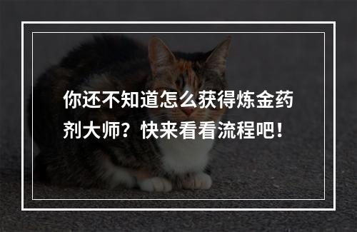 你还不知道怎么获得炼金药剂大师？快来看看流程吧！