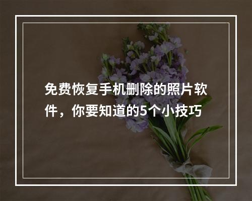 免费恢复手机删除的照片软件，你要知道的5个小技巧