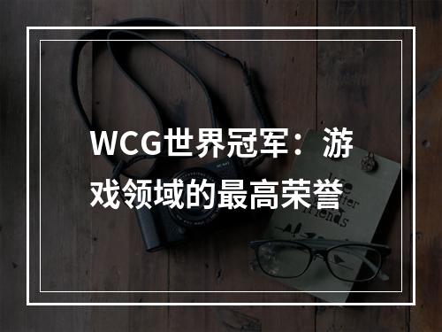 WCG世界冠军：游戏领域的最高荣誉