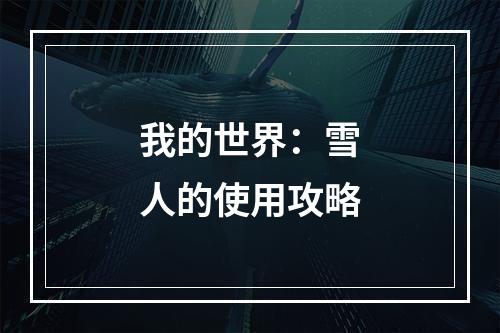 我的世界：雪人的使用攻略