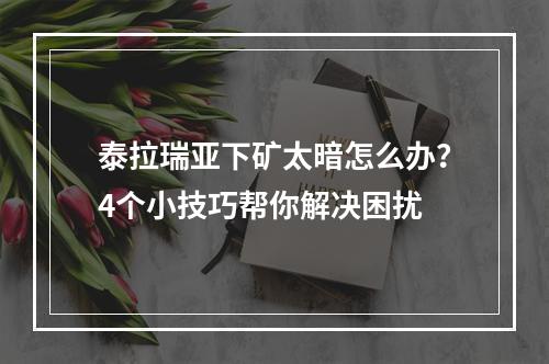 泰拉瑞亚下矿太暗怎么办？4个小技巧帮你解决困扰