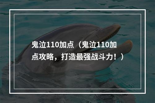 鬼泣110加点（鬼泣110加点攻略，打造最强战斗力！）