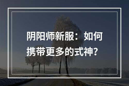 阴阳师新服：如何携带更多的式神？