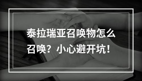 泰拉瑞亚召唤物怎么召唤？小心避开坑！