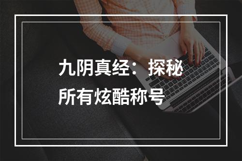 九阴真经：探秘所有炫酷称号