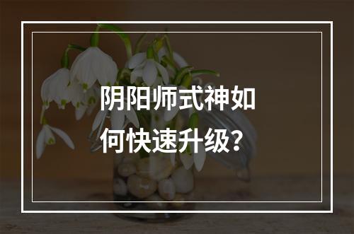 阴阳师式神如何快速升级？