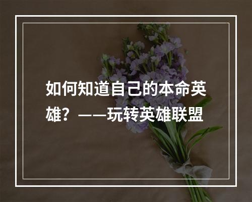 如何知道自己的本命英雄？——玩转英雄联盟