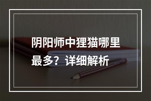 阴阳师中狸猫哪里最多？详细解析