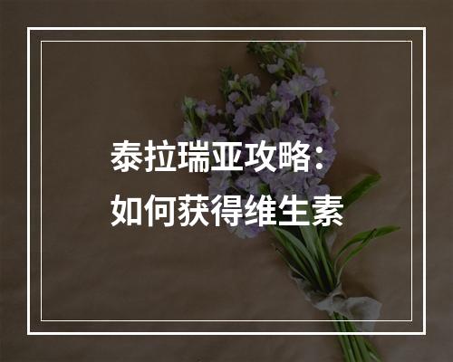 泰拉瑞亚攻略：如何获得维生素