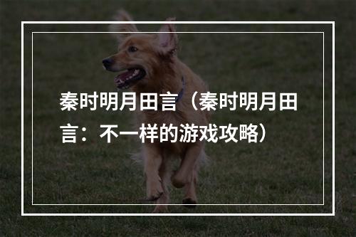 秦时明月田言（秦时明月田言：不一样的游戏攻略）