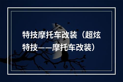 特技摩托车改装（超炫特技——摩托车改装）