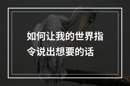 如何让我的世界指令说出想要的话