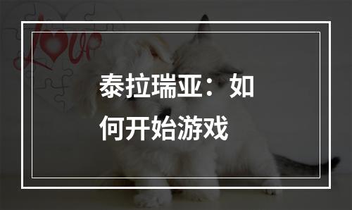 泰拉瑞亚：如何开始游戏