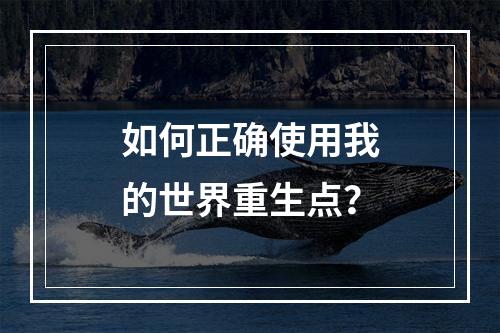 如何正确使用我的世界重生点？