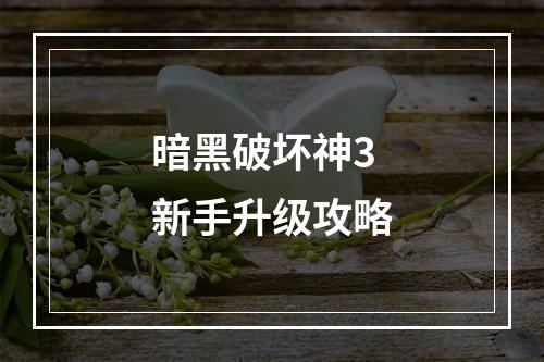 暗黑破坏神3新手升级攻略