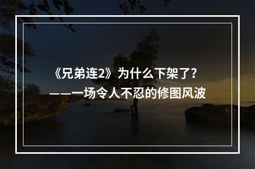 《兄弟连2》为什么下架了？——一场令人不忍的修图风波