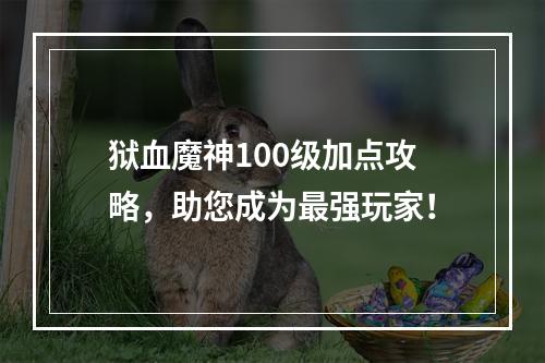 狱血魔神100级加点攻略，助您成为最强玩家！