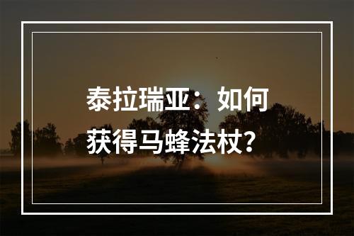 泰拉瑞亚：如何获得马蜂法杖？