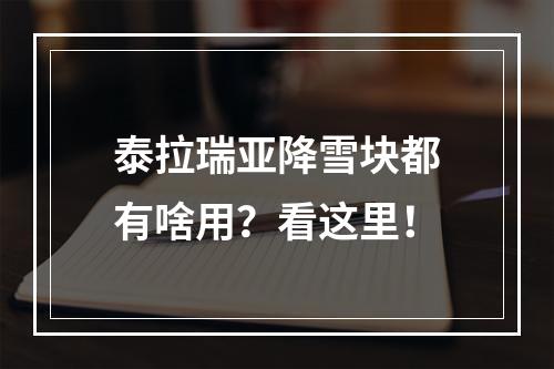 泰拉瑞亚降雪块都有啥用？看这里！