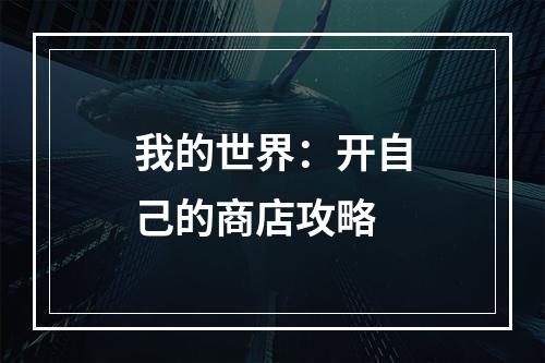 我的世界：开自己的商店攻略