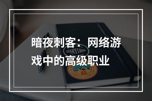 暗夜刺客：网络游戏中的高级职业