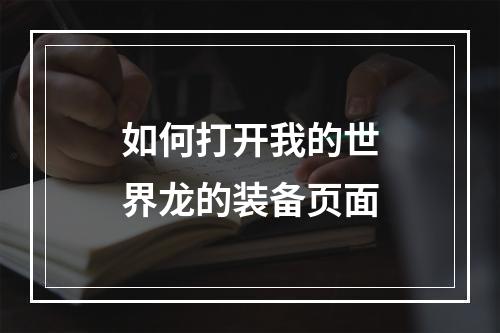 如何打开我的世界龙的装备页面